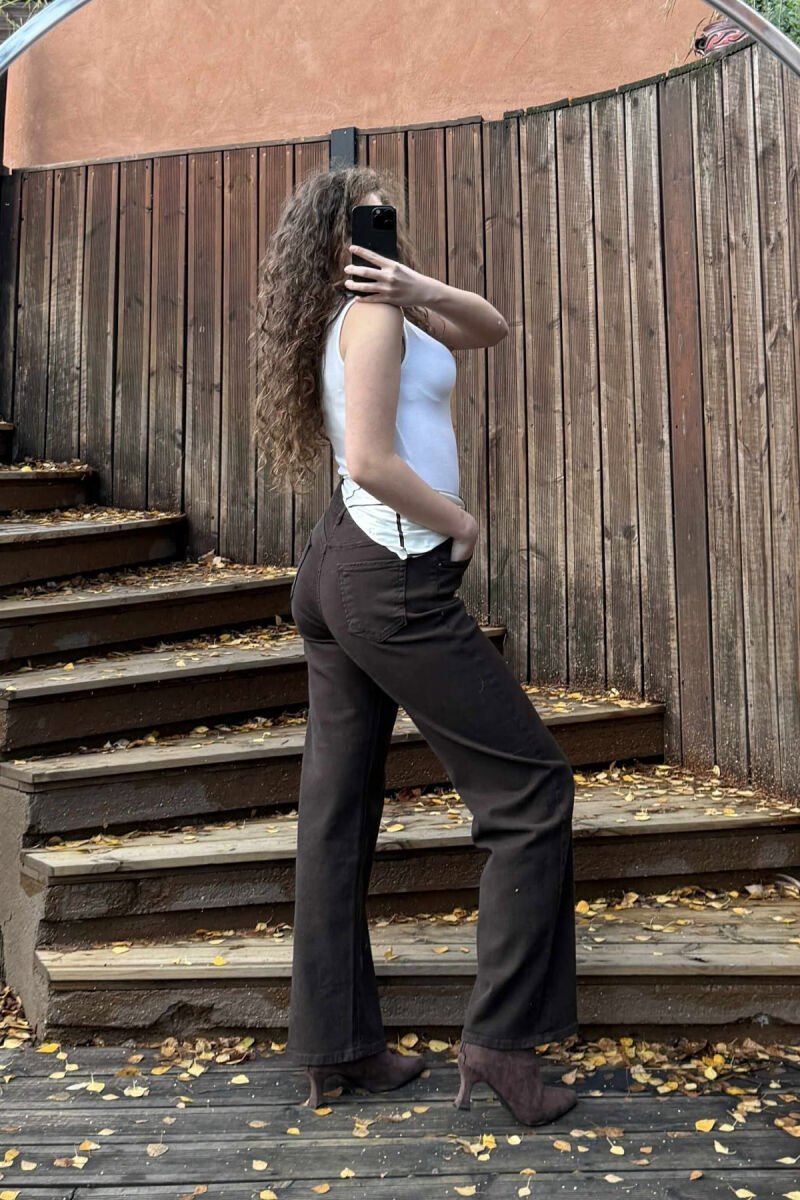 SCARF DETAIL ONE COLOR WOMEN JEANS DARK BROWN/KAE - 5