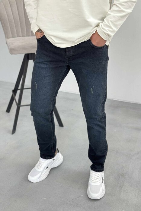 SCRATCHES ONE COLOR MEN JEANS DARK BLUE/BEE - 2