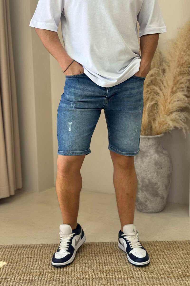 SCRATCHES ONE COLOR MEN SHORT PANTS LIGHTBLUE/BZ - 1