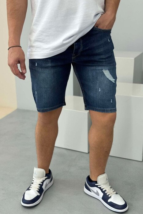 XHINSE TË SHKURTRA ME GËRVISHTJE PËR MESHKUJ NË NGJYRËN BLU - KLAUDIO FASHION