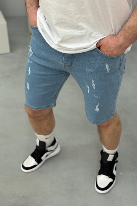 SCRATCHES ONE COLOR MEN SHORT PANTS LIGHTBLUE/BZ - 3