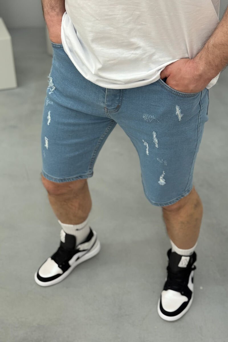 SCRATCHES ONE COLOR MEN SHORT PANTS LIGHTBLUE/BZ - 3