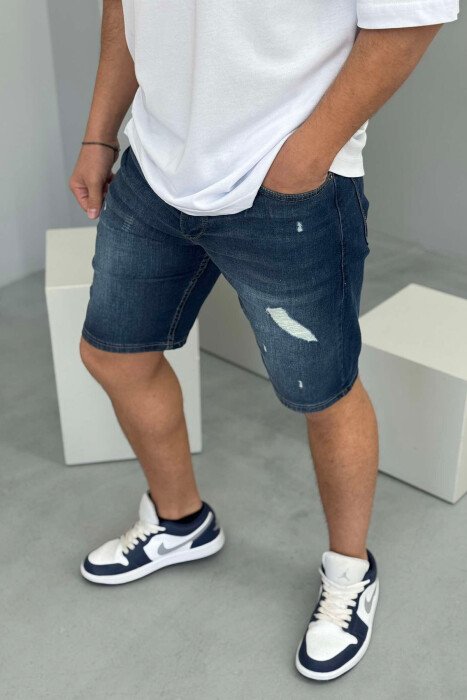 SCRATCHES ONE COLOR SIMPLE MEN SHORT PANTS BLUE/BLU - 2