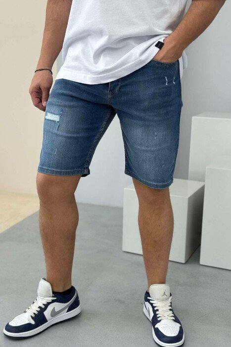 SCRATCHES SEMI ELASTIC MEN SHORT PANTS BLUE/BLU - 1
