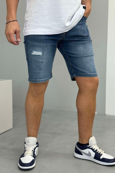 SCRATCHES SEMI ELASTIC MEN SHORT PANTS BLUE/BLU - 3