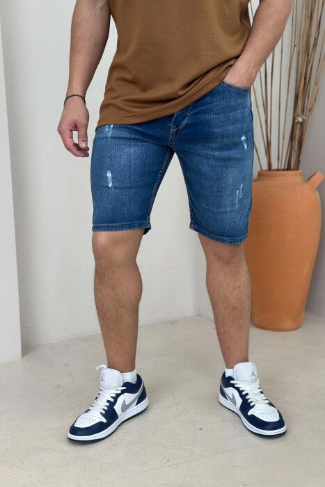 SCRATCHES SIMPLE MEN SHORT PANTS BLUE/BLU - KLAUDIO FASHION