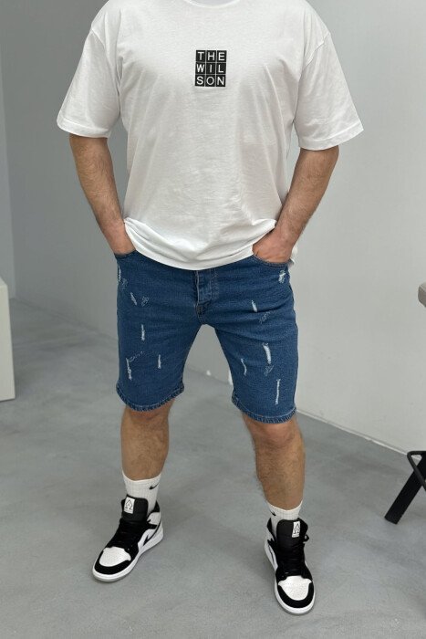 SCRATCHES SIMPLE MEN SHORT PANTS BLUE/BLU - 2
