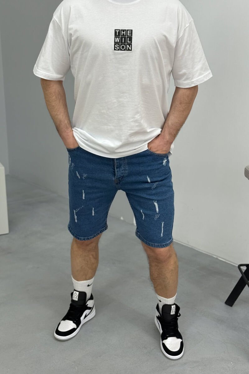 SCRATCHES SIMPLE MEN SHORT PANTS BLUE/BLU - 2