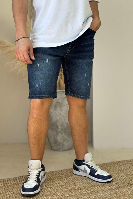 XHINSE TË SHKURTRA ME GËRVISHTJE PËR MESHKUJ NË NGJYRËN BLU E ERRËT - KLAUDIO FASHION