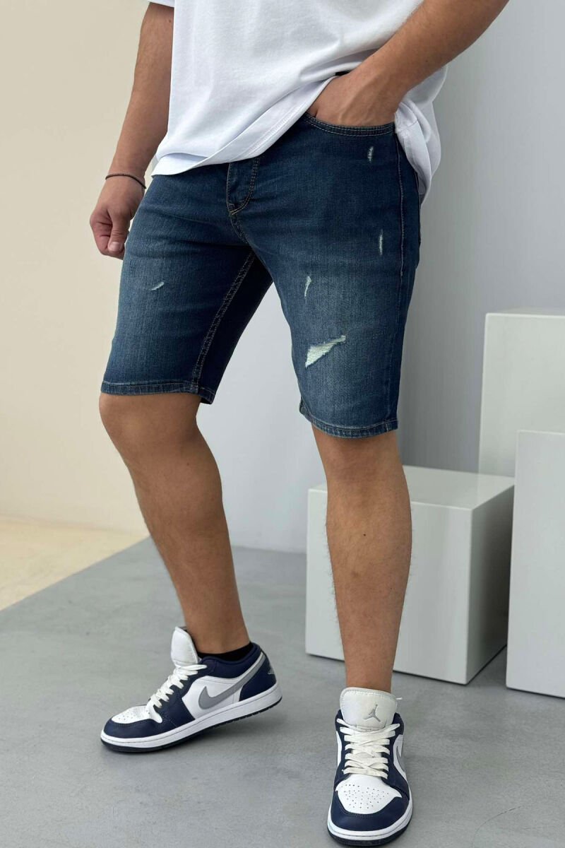 SCRATCHES SIMPLE MEN SHORT PANTS DARK BLUE/BEE - 3