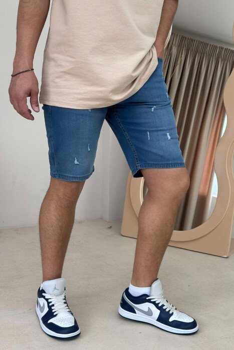 SCRATCHES SIMPLE MEN SHORT PANTS BLUE/BLU - KLAUDIO FASHION