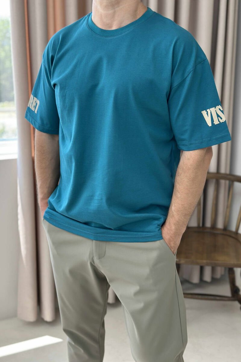 SECRET WRITTING MEN T-SHIRT BLUE STONE/GK - 1