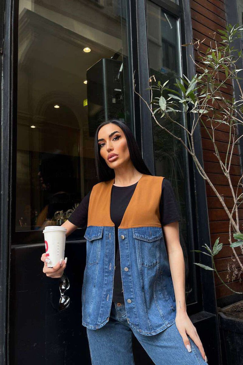 SEMI DENIM SIMPLE WOMEN VEST BROWN/KAFE - 1