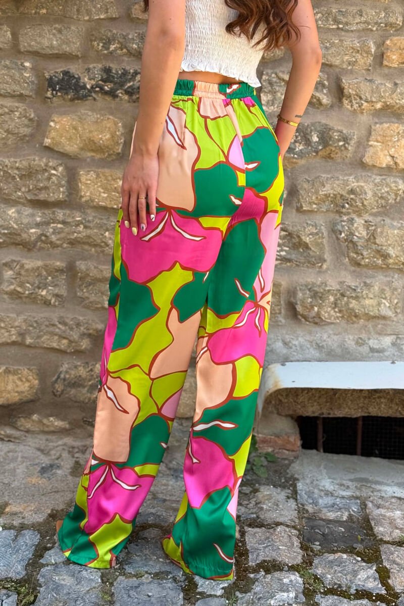 SEMI ELASTIC WAIST ABSTRACT DESIGN WOMEN TROUSERS MULTIPLE/SHNGJ - 4