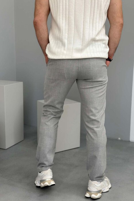 SEMI ELASTIC WAIST LACING DETAIL MEN PANTS LIGHT GREY/GZ - 4