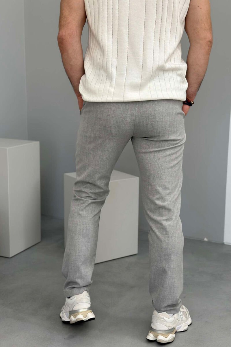 SEMI ELASTIC WAIST LACING DETAIL MEN PANTS LIGHT GREY/GZ - 4