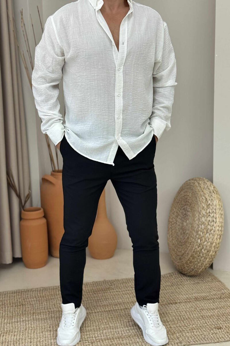 SEMI ELASTIC WAIST ONE COLOR MEN PANTS BLACK/ E ZEZE - 2