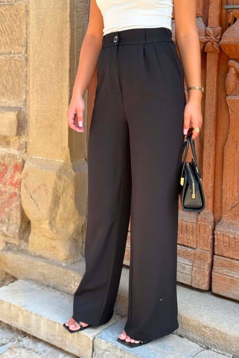 SEMI ELASTIC WAIST ONE COLOR WOMAN TROUSERS BLACK/ E ZEZE - 2