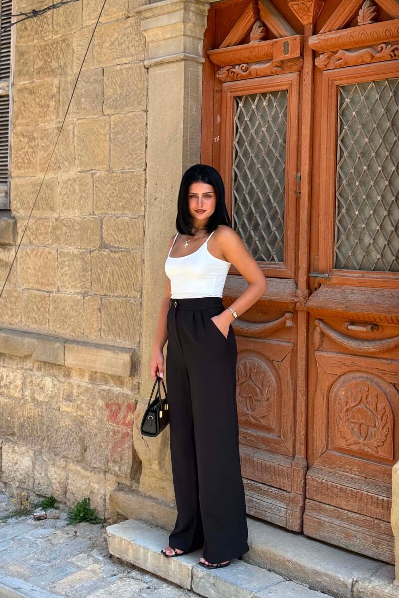 SEMI ELASTIC WAIST ONE COLOR WOMAN TROUSERS BLACK/ E ZEZE - 6