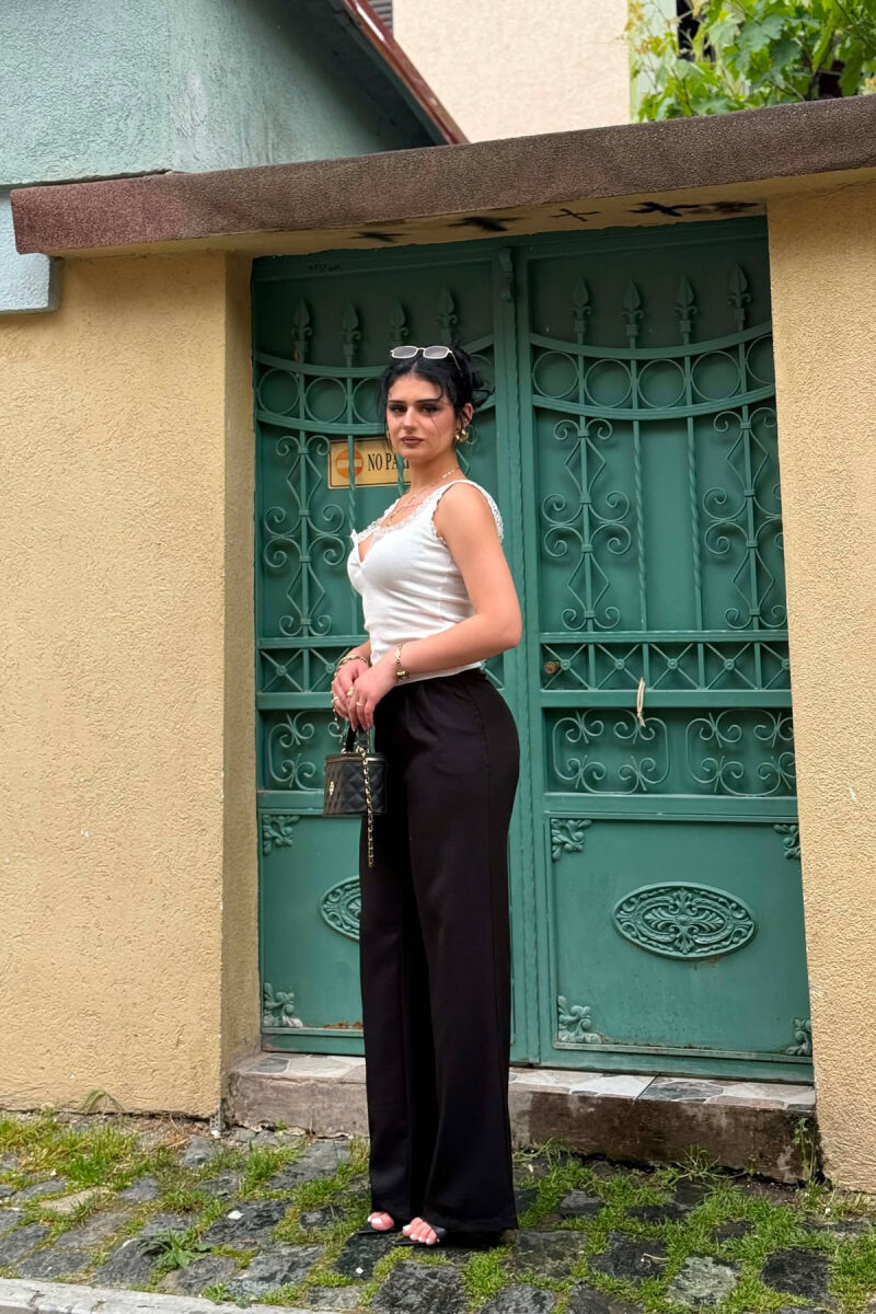 SEMI ELASTIC WAIST ONE COLOR WOMAN TROUSERS BLACK/ E ZEZE - 6