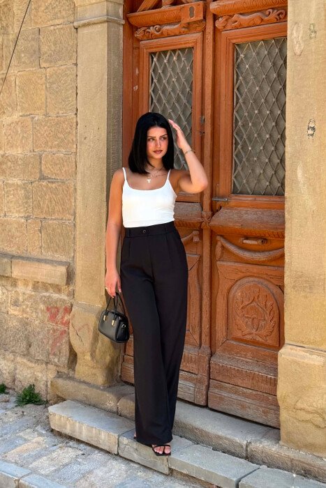 SEMI ELASTIC WAIST ONE COLOR WOMAN TROUSERS BLACK/ E ZEZE 