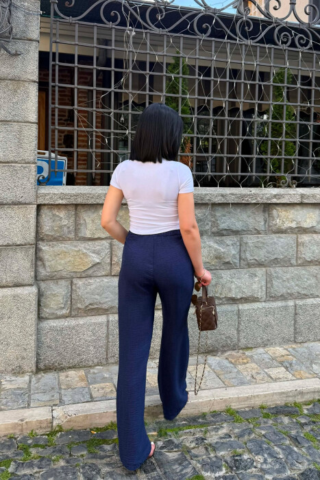 SEMI ELASTIC WAIST ONE COLOR WOMAN TROUSERS BLUE/BLU - 3