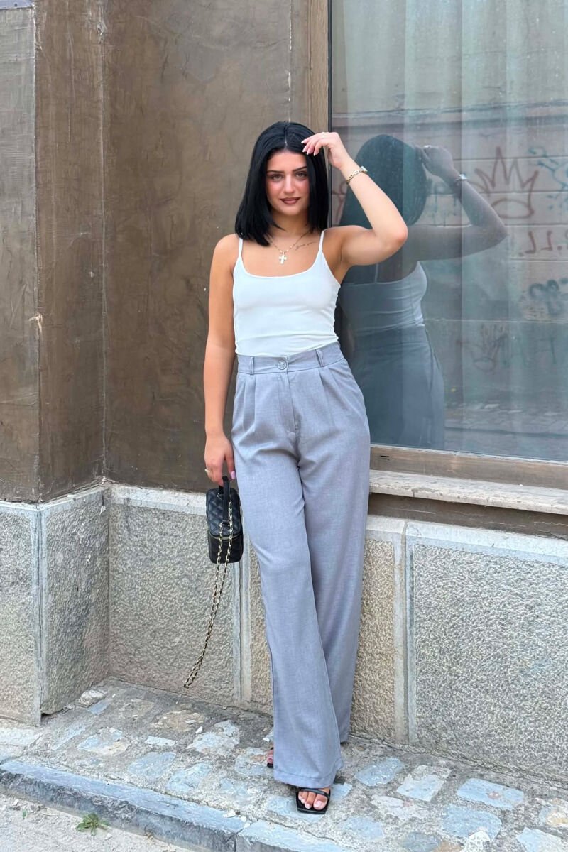 SEMI ELASTIC WAIST ONE COLOR WOMAN TROUSERS GREY ASH/GRI HIRI - 1