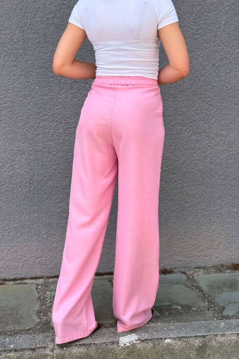 SEMI ELASTIC WAIST ONE COLOR WOMAN TROUSERS PINK/ROZE - 5
