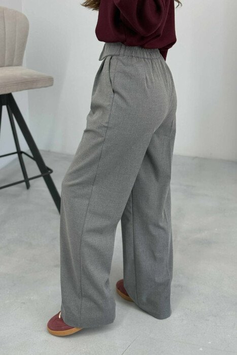 SEMI ELASTIC WIDE LEG WOMEN TROUSERS GREY/GRI - 9