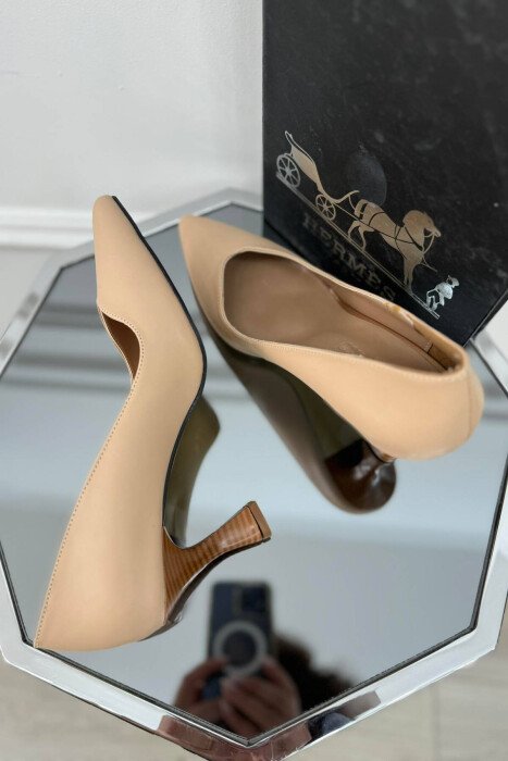 SEMI HEELS WOOD DETAILS CREAM/KREM - 2