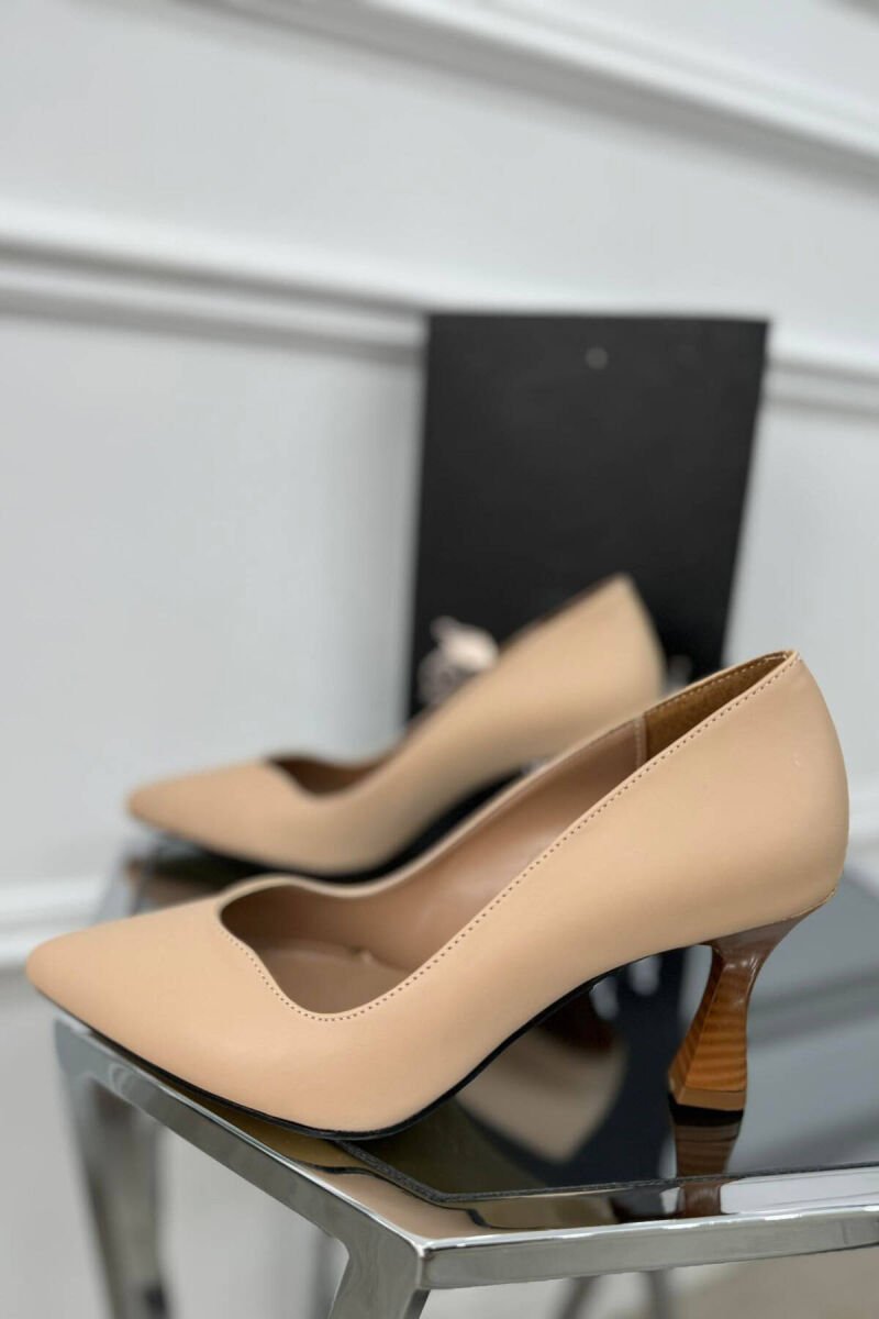 SEMI HEELS WOOD DETAILS CREAM/KREM - 3