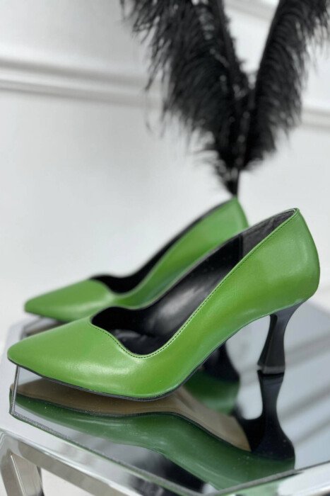 SEMI HEELS WOOD DETAILS GREEN/JESHILE 