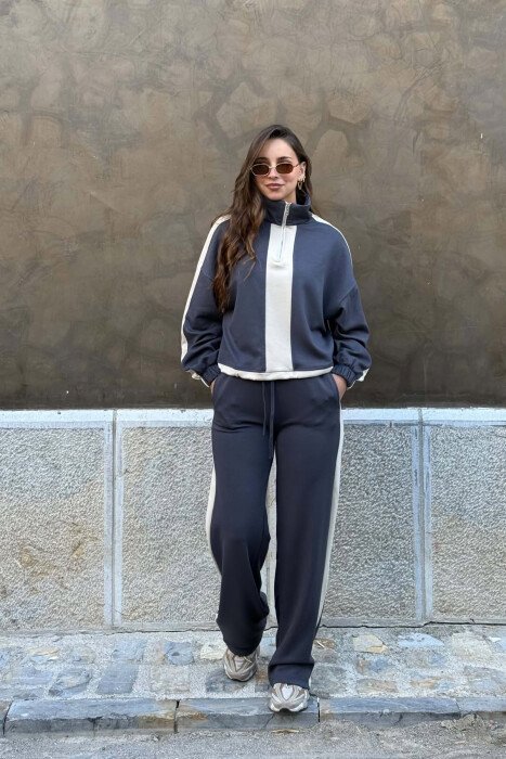 SET BLUZE ME JAKE ME ZIXHIR + TUTA PER FEMRA NE NGJYRE GRI - KLAUDIO FASHION
