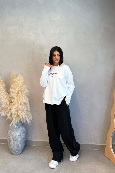 SET BLUZE ME SHKRIME PARA & PAS + TUTA PER FEMRA NE NGJYRE TE BARDHE ME TE ZEZE - KLAUDIO FASHION