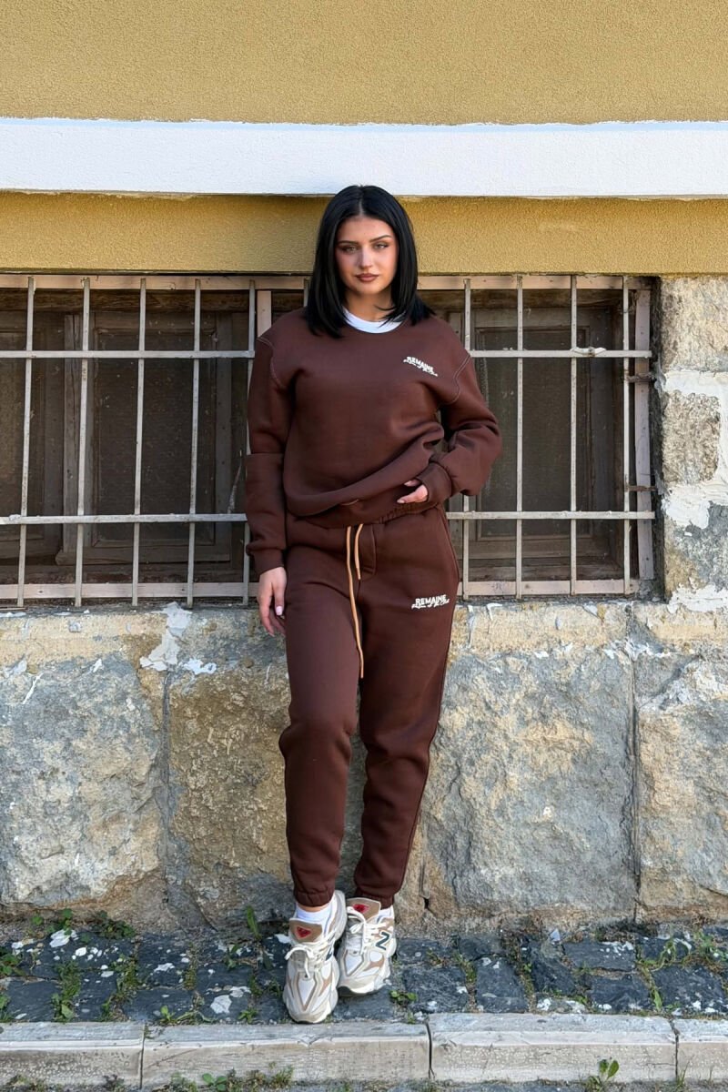 SET BLUZE ME SHKRIME TE VOGLA + TUTA PER FEMRA NE NGJYRE KAFE - 1