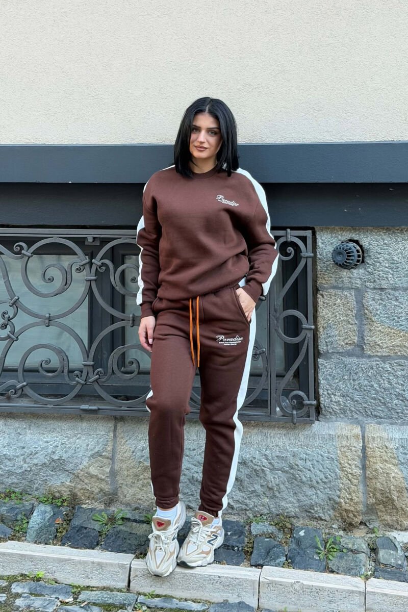 SET BLUZE ME SHKRIME TE VOGLA + TUTA PER FEMRA NE NGJYRE KAFE - 1