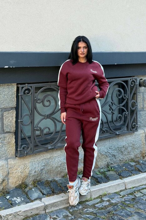 SET BLUZE ME SHKRIME TE VOGLA + TUTA PER FEMRA NE NGJYRE VISHNJE - KLAUDIO FASHION