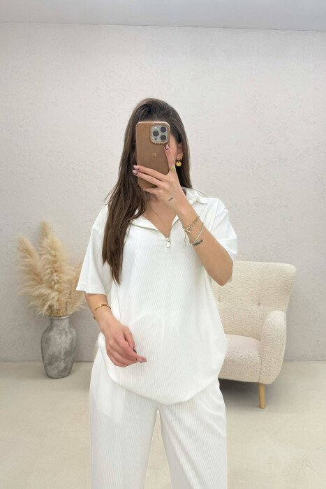 SET BLUZE+PANTALLONA PER FEMRA NE NGJYRE TE BARDHE - 2