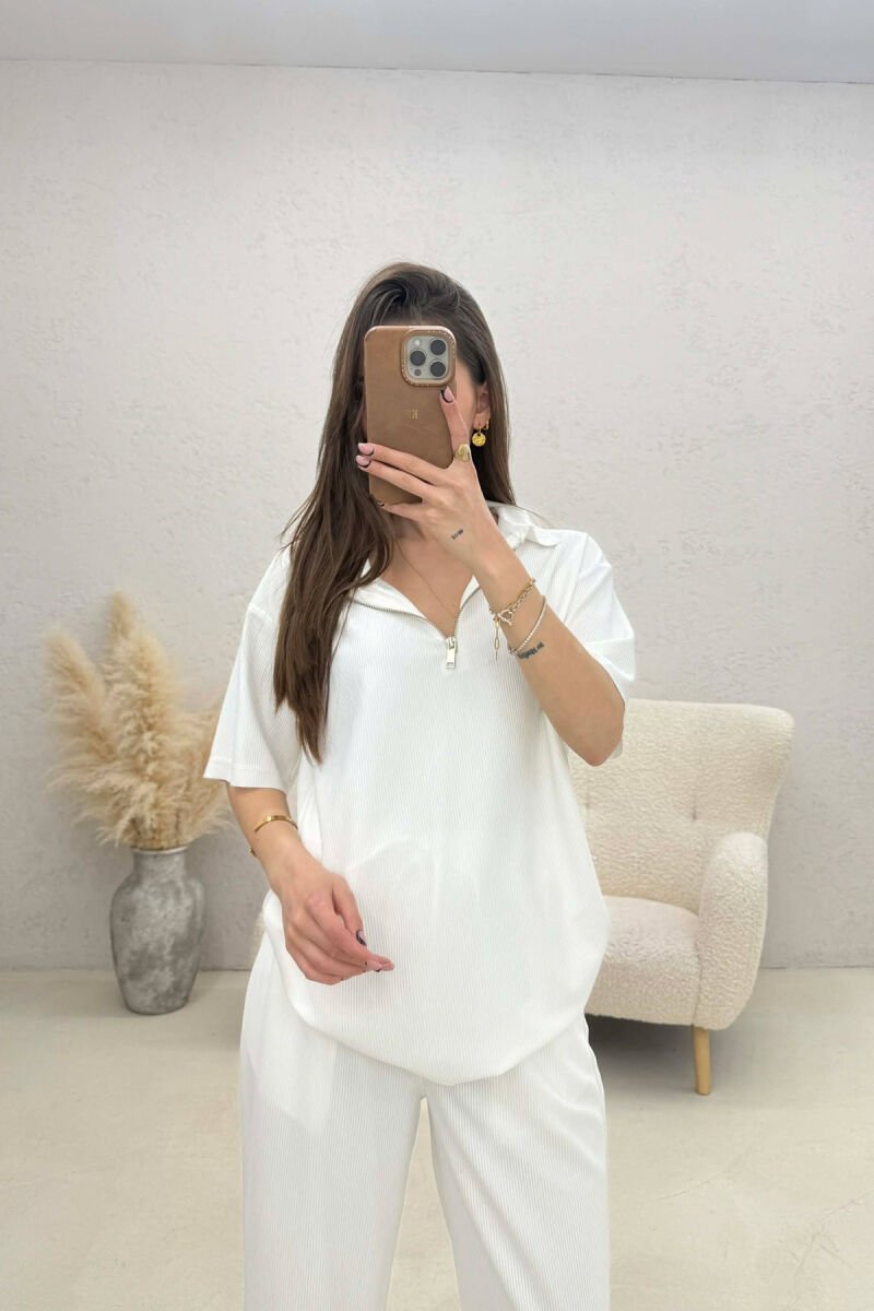 SET BLUZE+PANTALLONA PER FEMRA NE NGJYRE TE BARDHE - 2