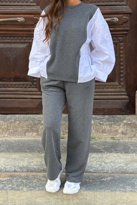 SET BLUZE + TUTA ME BEL ELASTIK PER FEMRA NE NGJYRE GRI - 2