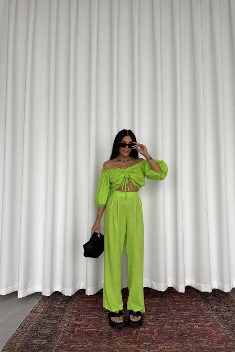 SET CROP TOP + PANTALLONA PER FEMRA NE NGJYRE NEON - 3