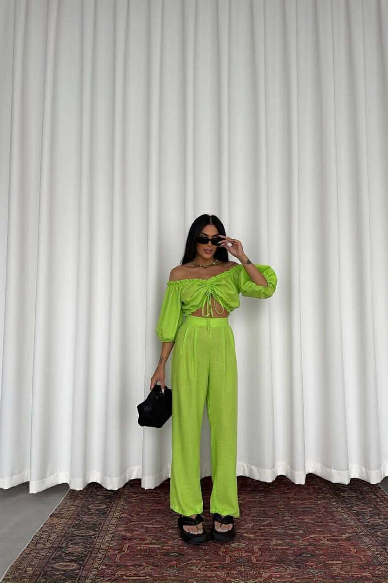 SET CROP TOP + PANTALLONA PER FEMRA NE NGJYRE NEON - 3