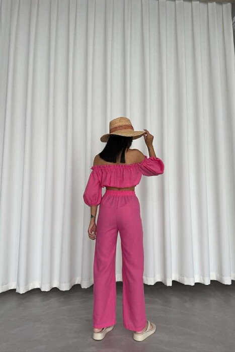 SET CROP TOP + PANTALLONA PER FEMRA NE NGJYRE ROZE - 4