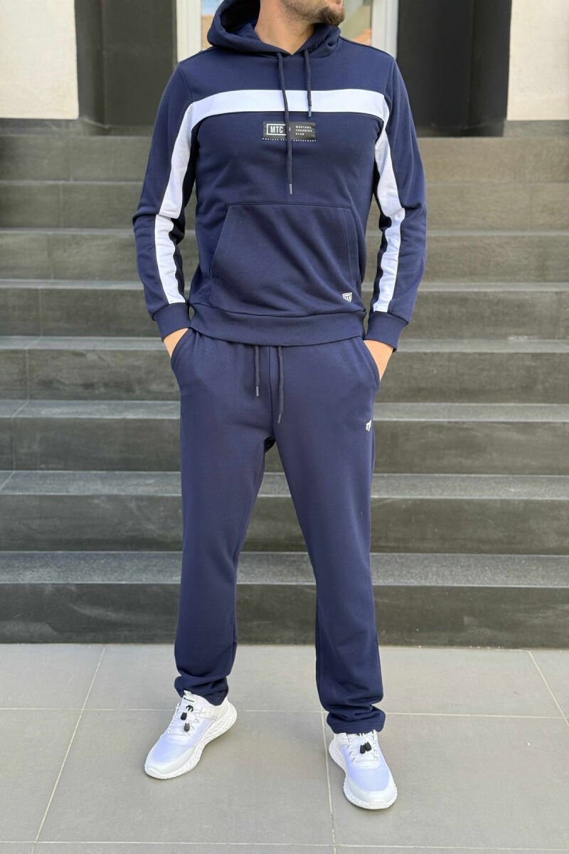 SET HOODIE E THJESHTË+TUTA PËR MESHKUJ NË NGJYRË BLU - 1