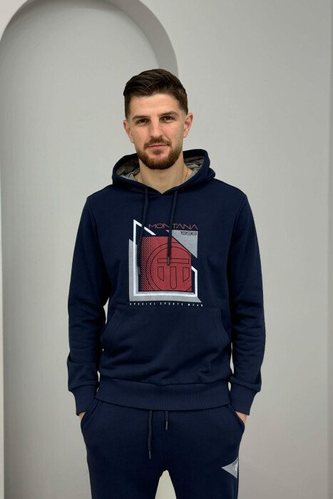 SET HOODIE ME IMAZH NE PJESEN PARA + TUTA PER MESHKUJ NE NGJYRE BLU + TE KUQE - 6