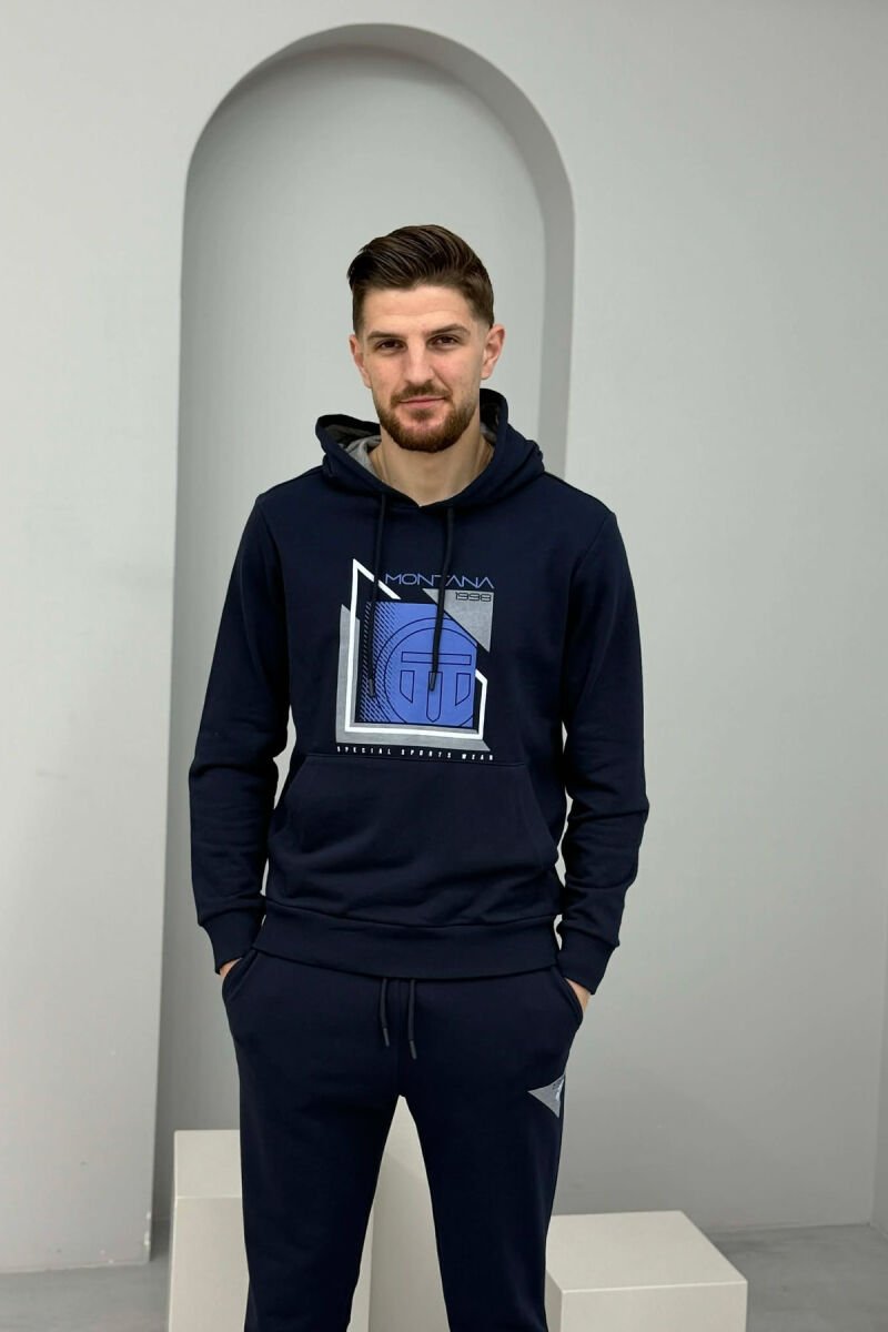SET HOODIE ME IMAZH NE PJESEN PARA + TUTA PER MESHKUJ NE NGJYRE BLU - 4