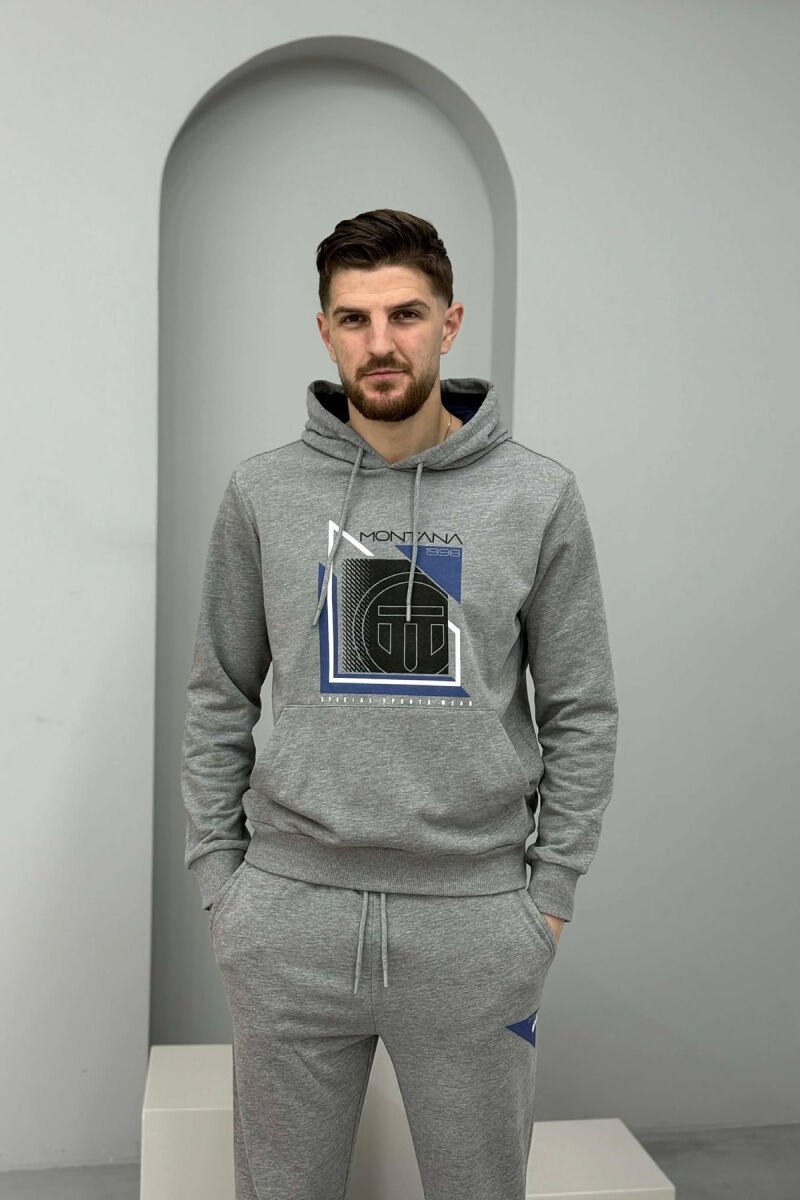 SET HOODIE ME IMAZH NE PJESEN PARA + TUTA PER MESHKUJ NE NGJYRE GRI TE ZBARDHUR - 3