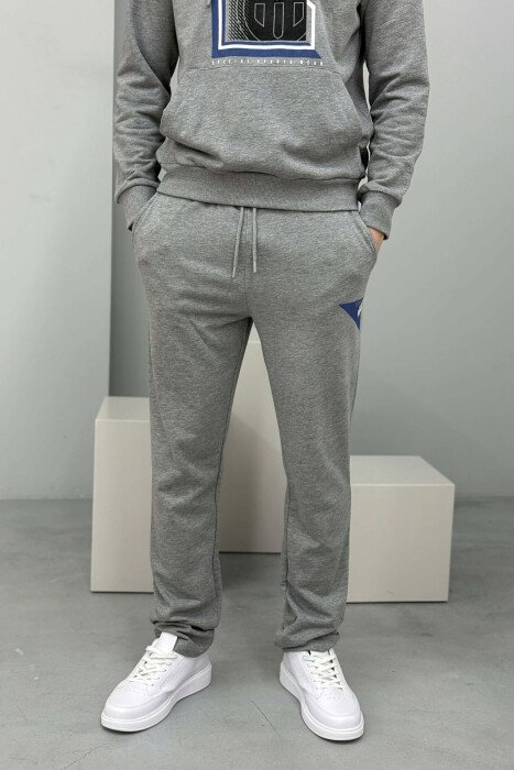 SET HOODIE ME IMAZH NE PJESEN PARA + TUTA PER MESHKUJ NE NGJYRE GRI TE ZBARDHUR - 4