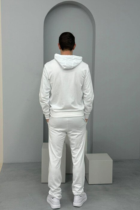 SET HOODIE ME IMAZH NE PJESEN PARA + TUTA PER MESHKUJ NE NGJYRE TE BARDHE - 3