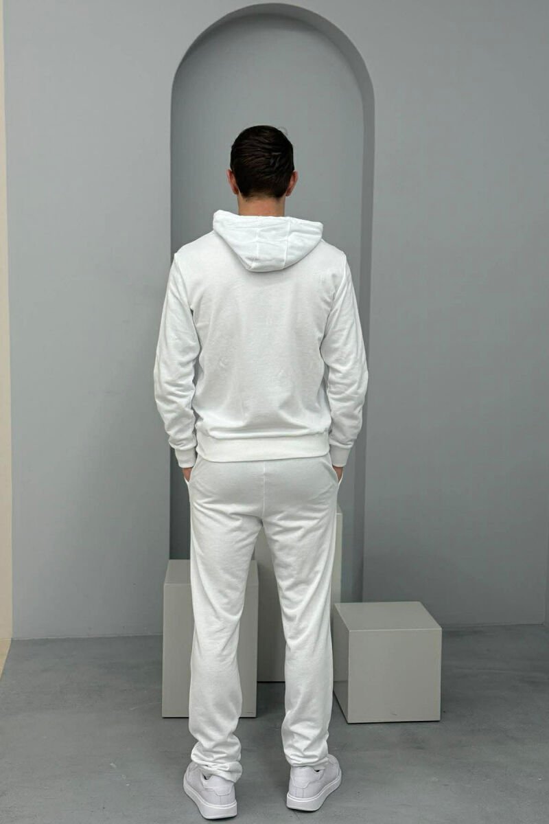 SET HOODIE ME IMAZH NE PJESEN PARA + TUTA PER MESHKUJ NE NGJYRE TE BARDHE - 3